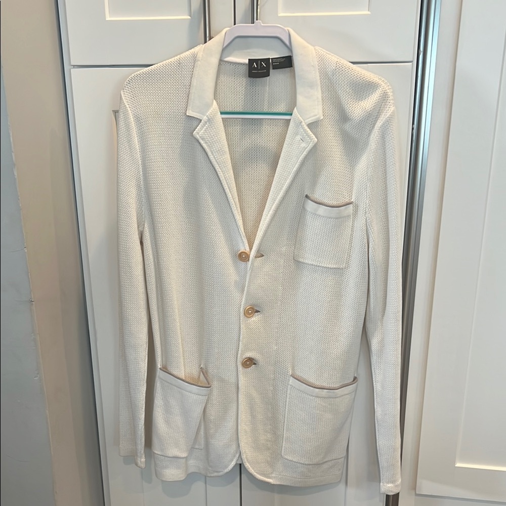 Armani Exchange Cream Cardigan Sweater